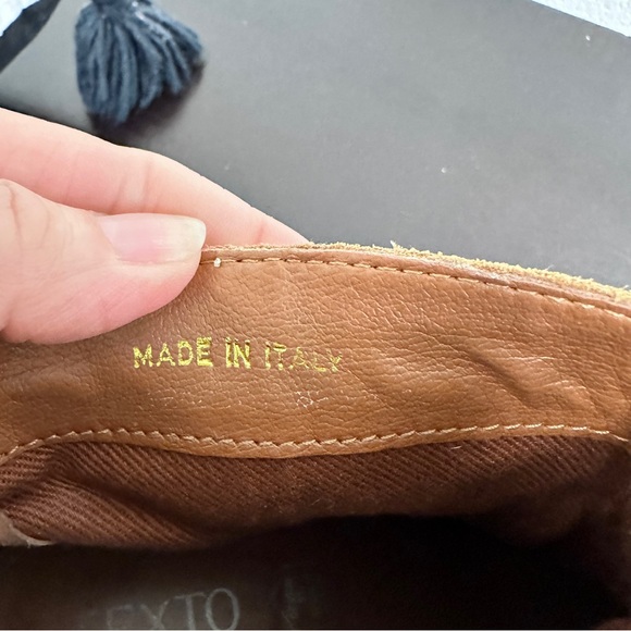 Texto Italian Suede Heeled Boots Tan size 39 8.5 side zip western design leather - Picture 6 of 9